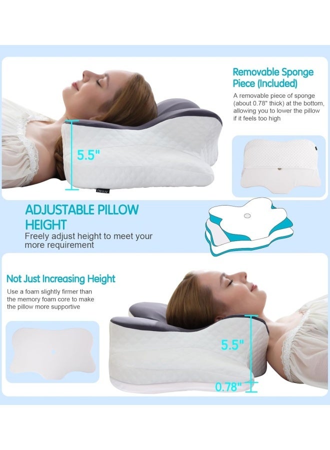 Cervical Pillow for Neck Pain Relief, Contour Memory Foam Pillows, Adjustable Orthopedic Pillow with Cooling Case for Side, Back, Stomach Sleepers, Ergonomic Neck and Shoulder Support - Image 4