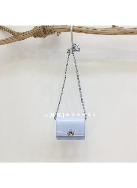 Mini QQ Trash Can Simple Versatile Chain Small Square Bag Cute Mini Pocket Red Lipstick Coin Purse Womens Handbag Blue