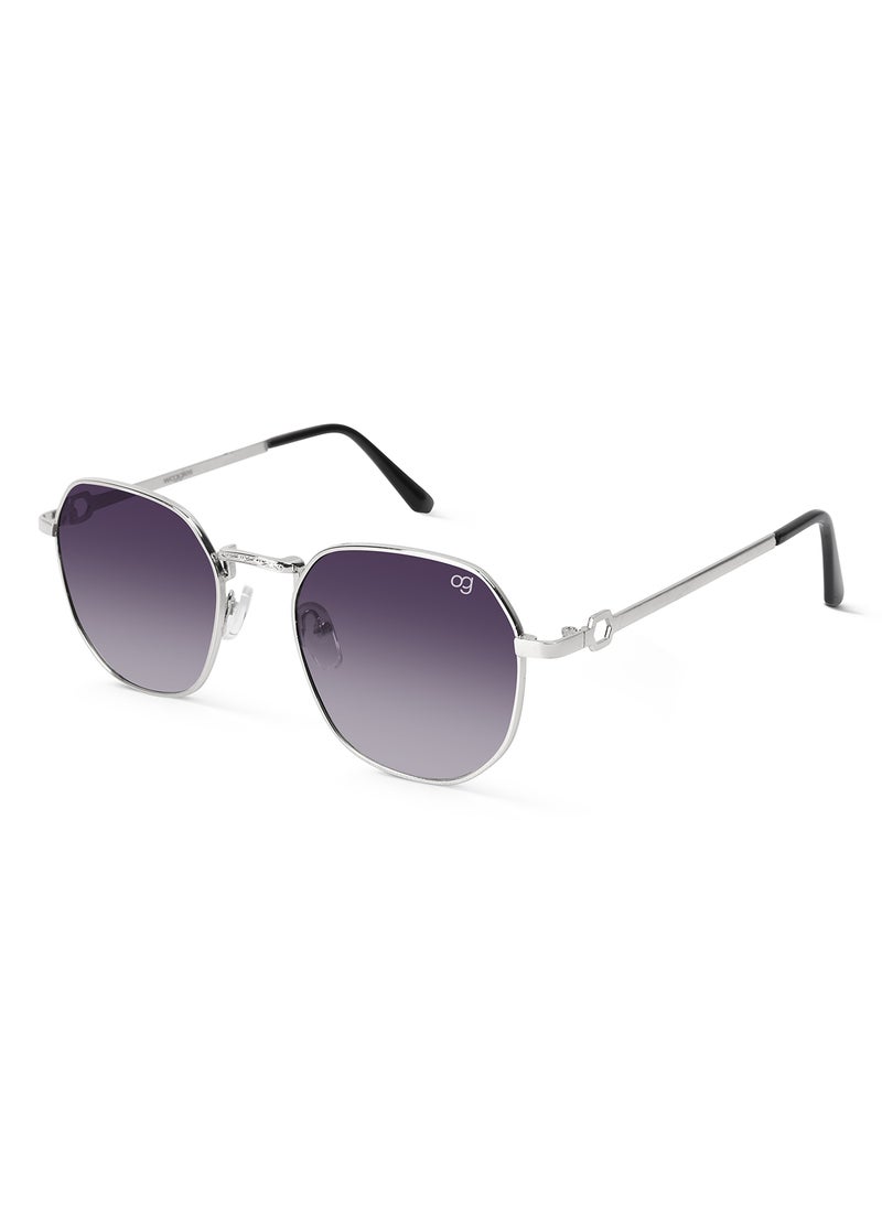 Woggles UV- Protected  Silver Hexagonal Sunglasses  - Image 1