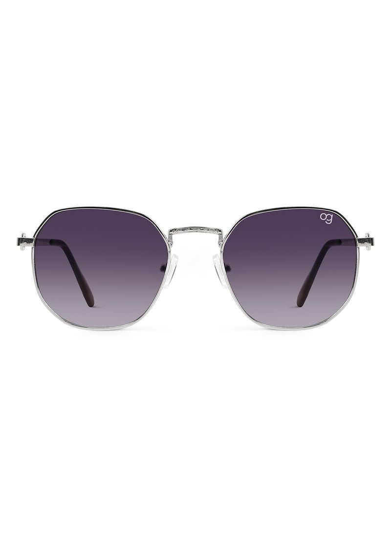 Woggles UV- Protected  Silver Hexagonal Sunglasses  - Image 3