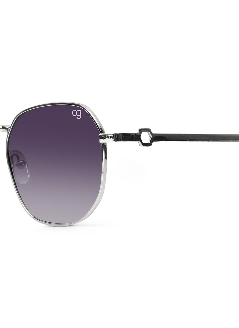 Woggles UV- Protected  Silver Hexagonal Sunglasses  - Image 2
