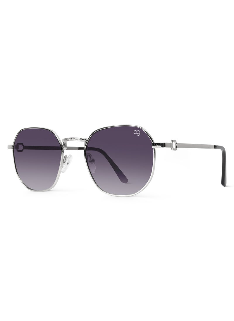 Woggles UV- Protected  Silver Hexagonal Sunglasses  - Image 4
