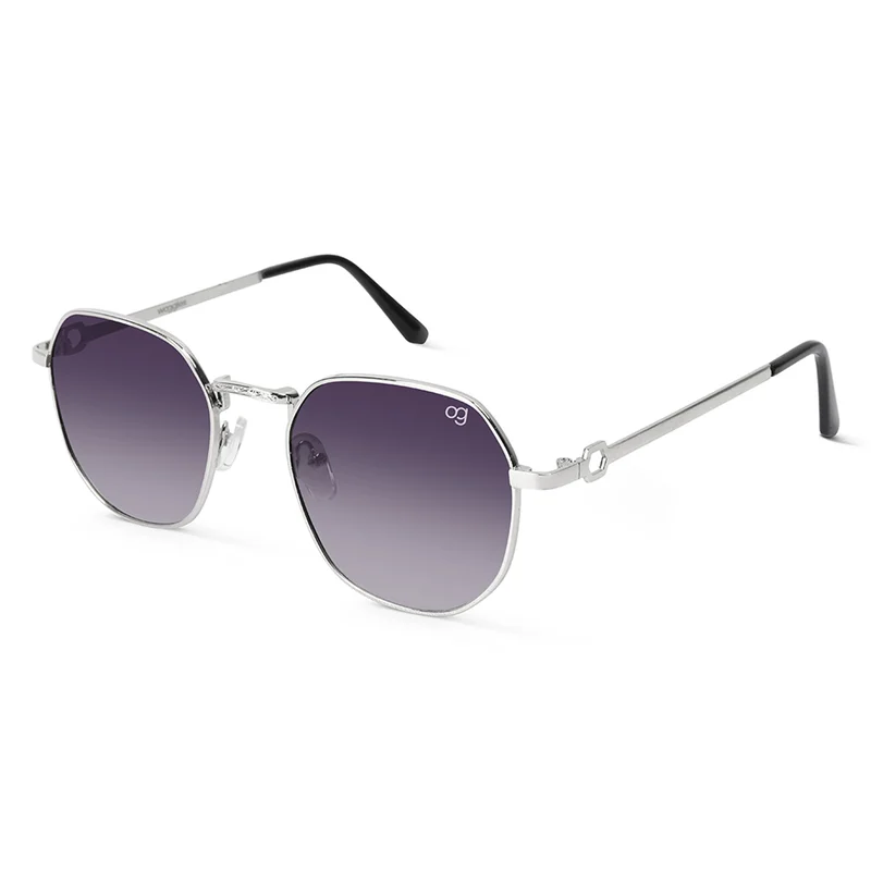Woggles UV- Protected  Silver Hexagonal Sunglasses