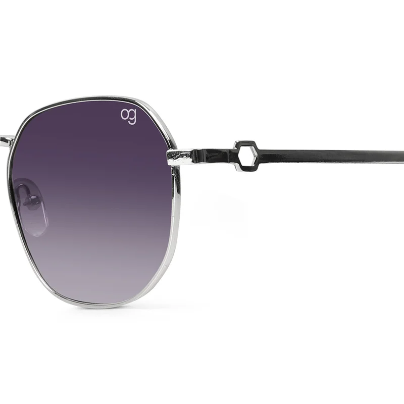 ووجلز نظارة شمسية سداسية فضية بحماية من الأشعة فوق البنفسجية