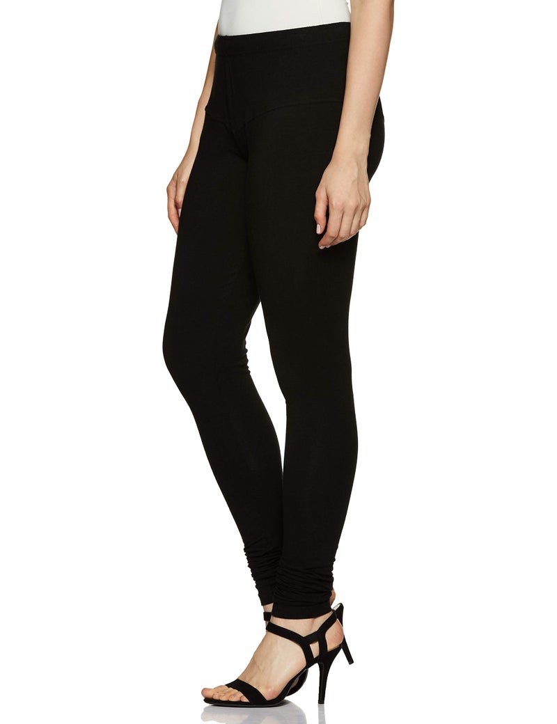 Rupa Softline 4D Cotton Stretch Comfort Churidar Leggings For Women,All-Purpose Fashion For Western, Ethnic, Sporty, And Casual Wear - Full-Length, Black, Pack Of 1 | Rise Style: Mid Rise L - Image 2