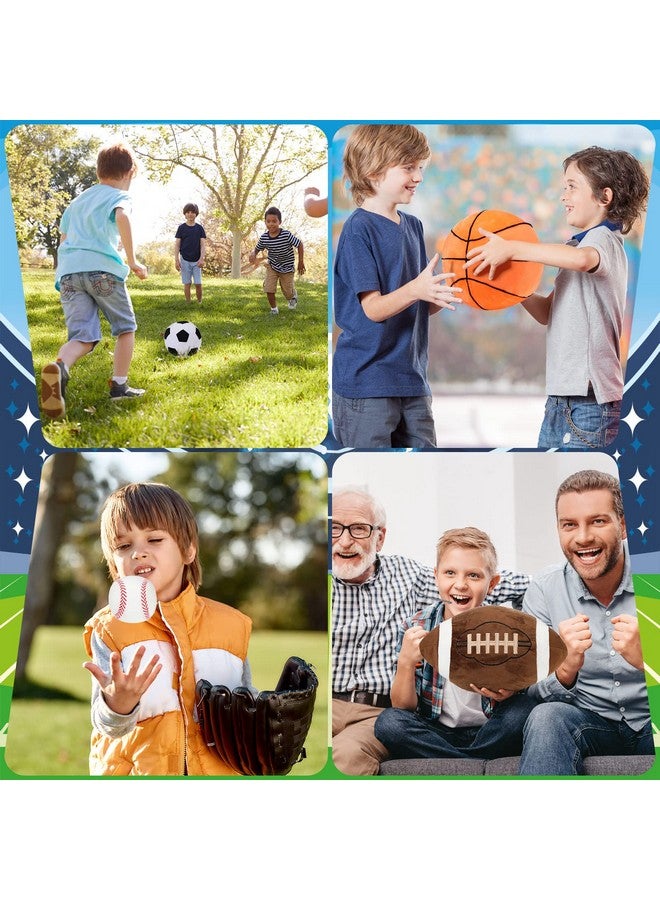 Sratte 4 Pcs Stuffed Sports Pillows Toy Set, Soft Plush Basketball Soccer Ball Football Baseball Pillow Sports Shaped Throw Pillows Cute Cushion Pillow For Room Bedroom Decor Indoor Gifts - Image 4