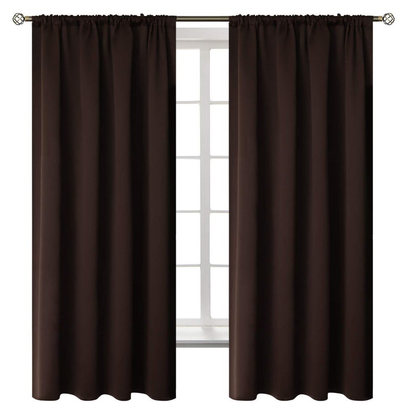 BGment Brown Blackout Curtains for Bedroom 63 Inch Length - Rod Pocket Thermal Insulated Room Darkening Drapes for Living Room Office  52 x 63 Inch  2 Panels  Brown - Image 1