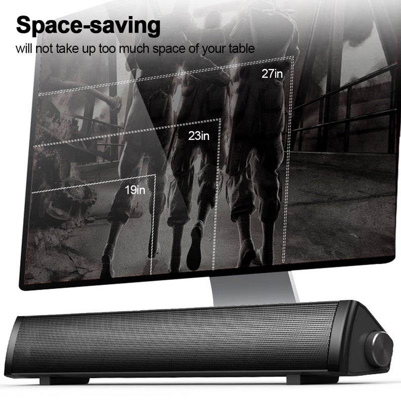 SADA V105 Speaker Bar Computer Speakers Wired Computer Sound Bar Stereo USB Powered Mini Long Soundbar Speaker with HiFi Sound Rich Bass for TV PC Cellphone Tablets Desktop Laptop - Image 2