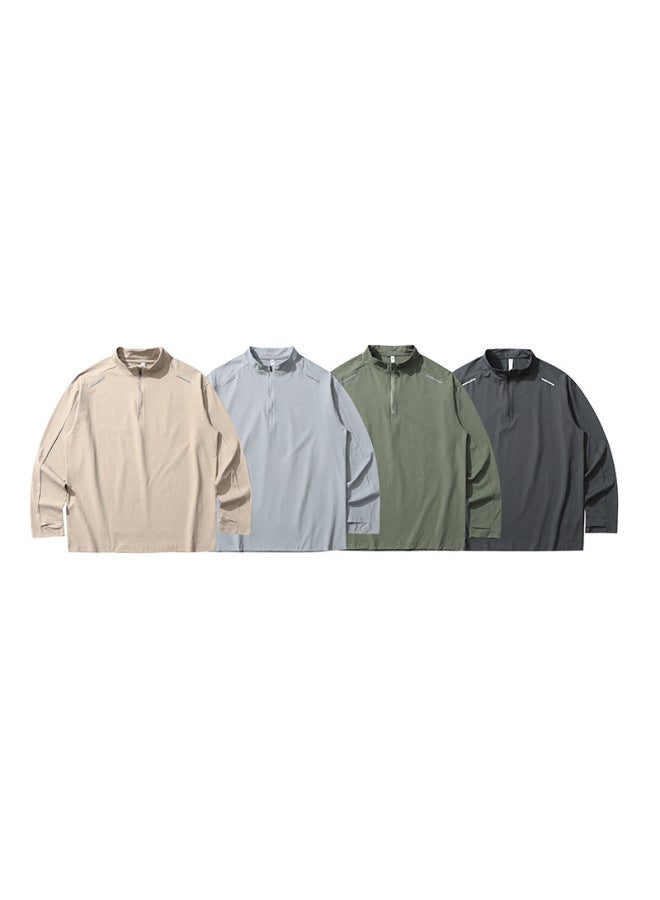 Izexx Outdoor Lightweight Sun Protection Moisture-absorbent Quick-drying Fitness Sports Long-sleeved T-shirt Antibacterial Half Turtleneck Top For Men - Image 5
