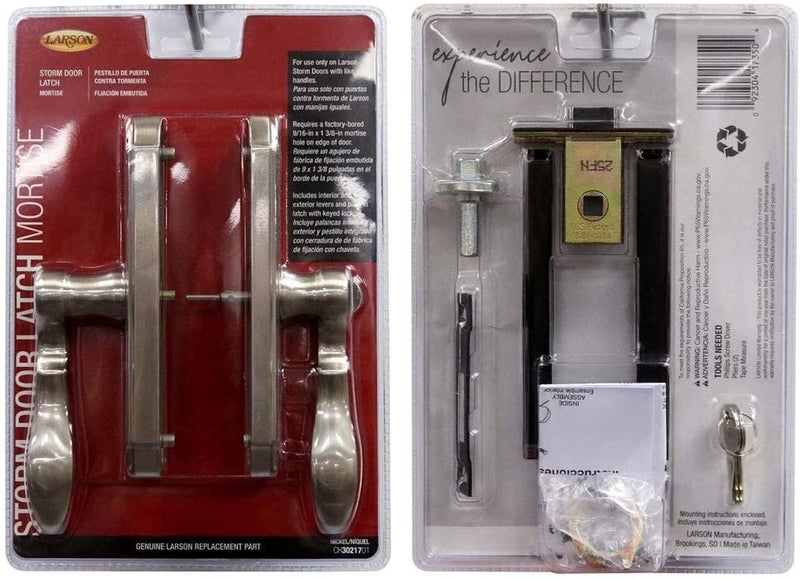 Larson Certified Storm Door M2 Mortise Brushed Nickel Handle Set, Storm Door Handle Replacement with Keyed Deadbolt - Image 5