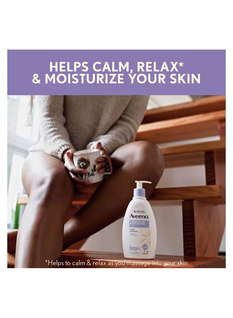 Aveeno Stress Relief Moisturizing Body Lotion with Ylang Ylang and Lavender, Dry and Sensitive Skin Moisturizer - Image 3