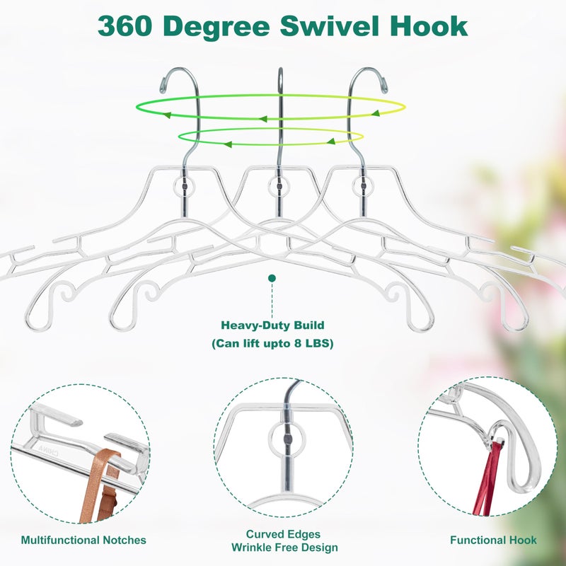 Quality Hangers Quality Clear Hangers 12 Pack - Crystal Hangers for Clothes - Durable Plastic Hanger Set - Invisible Dress for Suits - Heavy Duty - Nonslip Coat and Shirt - Image 2