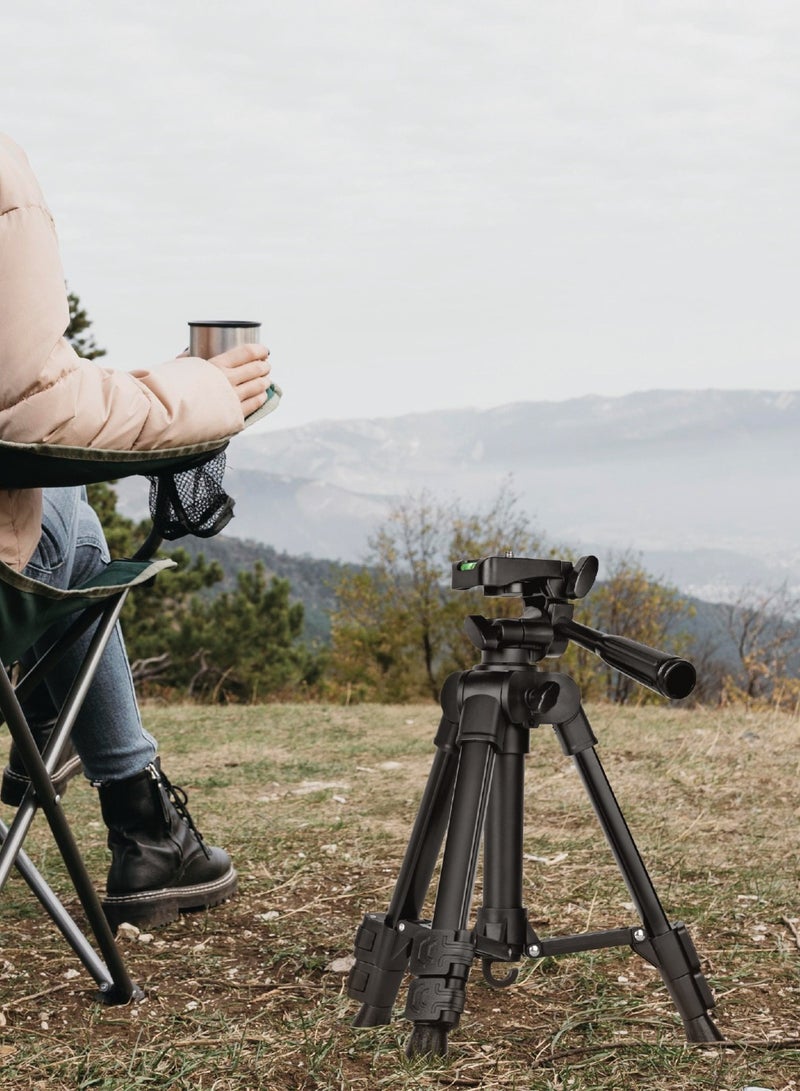 GREEN LION GTP-50 Tripod-Professional Aluminum / Photography/ Videography/ Live streaming / Phone Holder 95-58 mm/ 1/4" Cold Shoe Mount / 2 kg Load Capacity / 360° Rotation - Black - Image 2