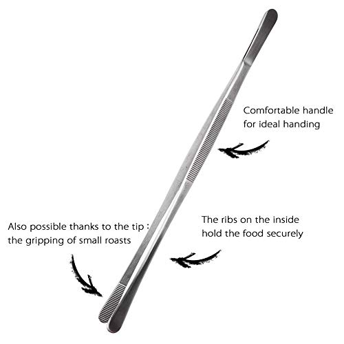 NJ Extra Long Kitchen Tongs, Stainless Steel Cooking Tweezers With Wider Grip, 12-Inch Culinary Tool for Chef Use in Hotel, Restaurant and Home - Image 2
