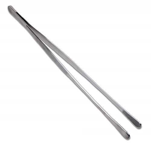 NJ Extra Long Kitchen Tongs, Stainless Steel Cooking Tweezers With Wider Grip, 12-Inch Culinary Tool for Chef Use in Hotel, Restaurant and Home - Image 1