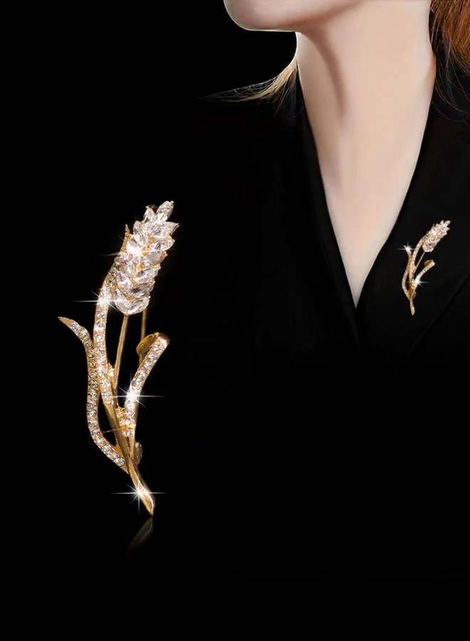 تايك تو بروش مزين بالراين على شكل سنابل قمح