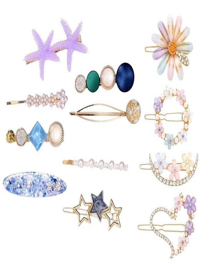 كرونيكس مجموعة مشابك شعر متعددة التصاميم أنيقة من CHRONEX مكونة من 12 قطعة، بتصميم كوري، مع دبابيس تثبيت على شكل زهرة/مشابك شعر معدنية. - Image 2