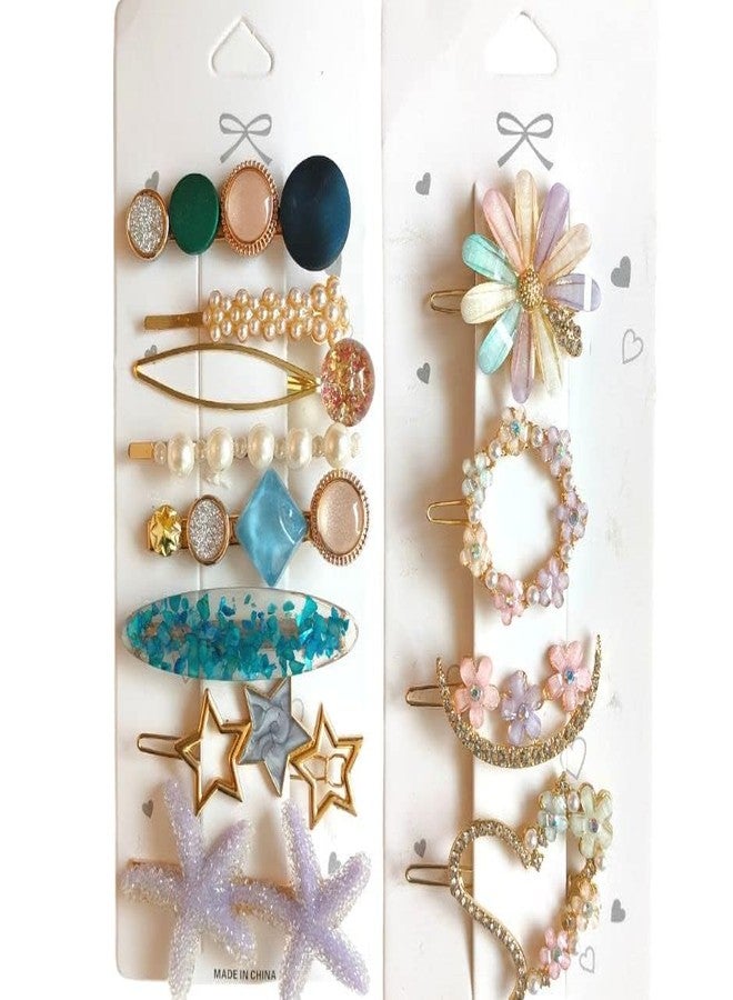 كرونيكس مجموعة مشابك شعر متعددة التصاميم أنيقة من CHRONEX مكونة من 12 قطعة، بتصميم كوري، مع دبابيس تثبيت على شكل زهرة/مشابك شعر معدنية. - Image 1