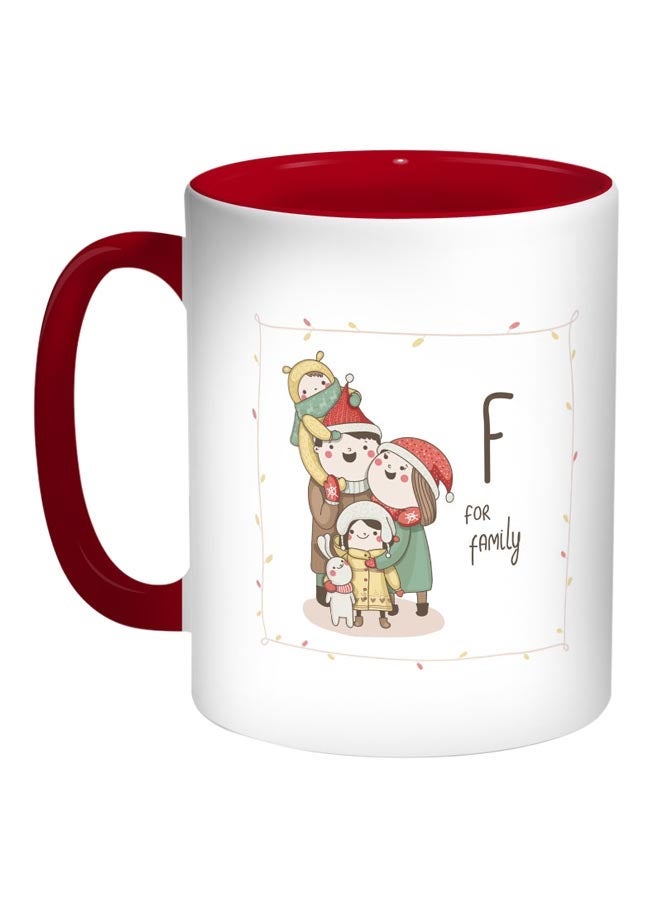 RYN Happy Family Printed Coffee Mug Red/White/Green 11ounce