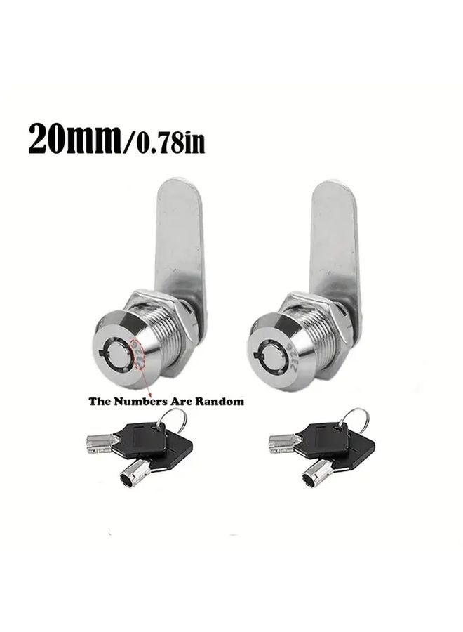 Zinc Alloy Mailbox Lock Cylinder 20mm 2pcs With 2 Keys For Furniture Cabinet - Image 1