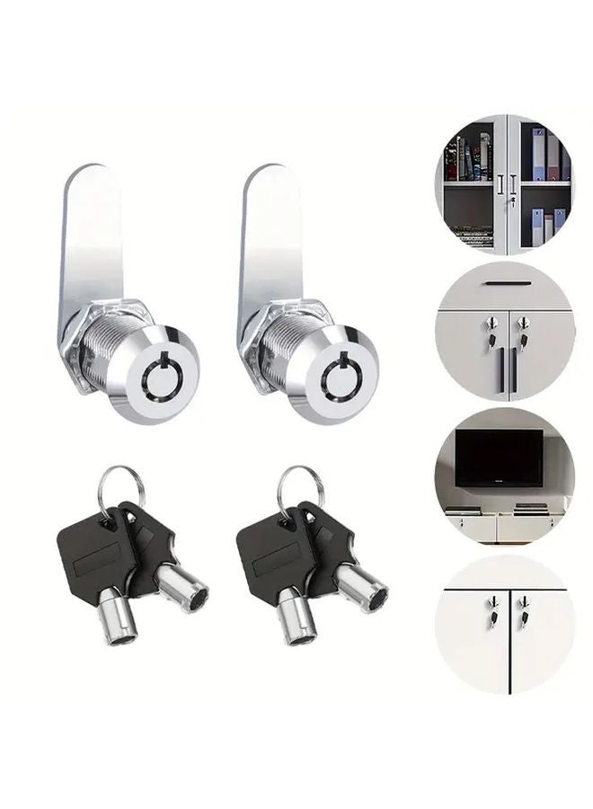 Zinc Alloy Mailbox Lock Cylinder 20mm 2pcs With 2 Keys For Furniture Cabinet - Image 2