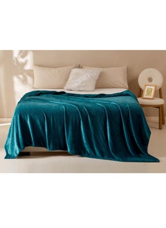 RISHAHOME Light weight Extra Soft Single Size Solid Blanket all season Flannel Fleece Throw Blanket 150x200cm 100% Polyester-Green  - Image 1