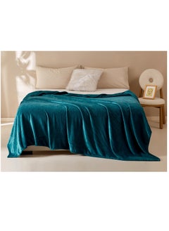 RISHAHOME Light weight Extra Soft Single Size Solid Blanket all season Flannel Fleece Throw Blanket 150x200cm 100% Polyester-Green  - Image 2