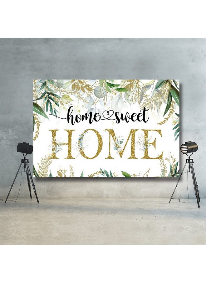 Rarcoirs - Housewarming Bridal Shower Backdrop Greenery Home Sweet Home Photography Background New Home House Party Decoration Green Wedding Banner Decoration 71X47Inch - Image 1