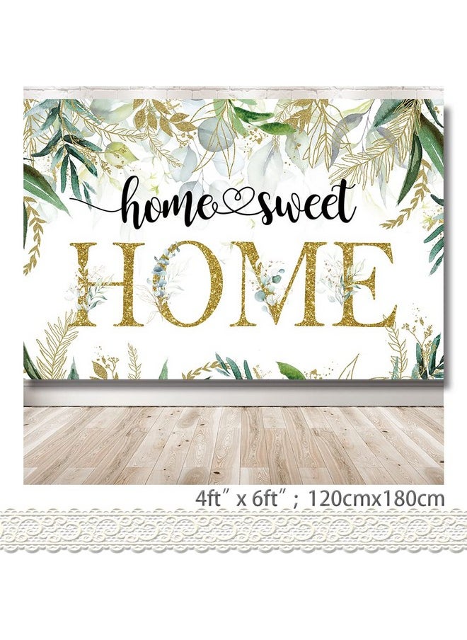 Rarcoirs - Housewarming Bridal Shower Backdrop Greenery Home Sweet Home Photography Background New Home House Party Decoration Green Wedding Banner Decoration 71X47Inch - Image 1