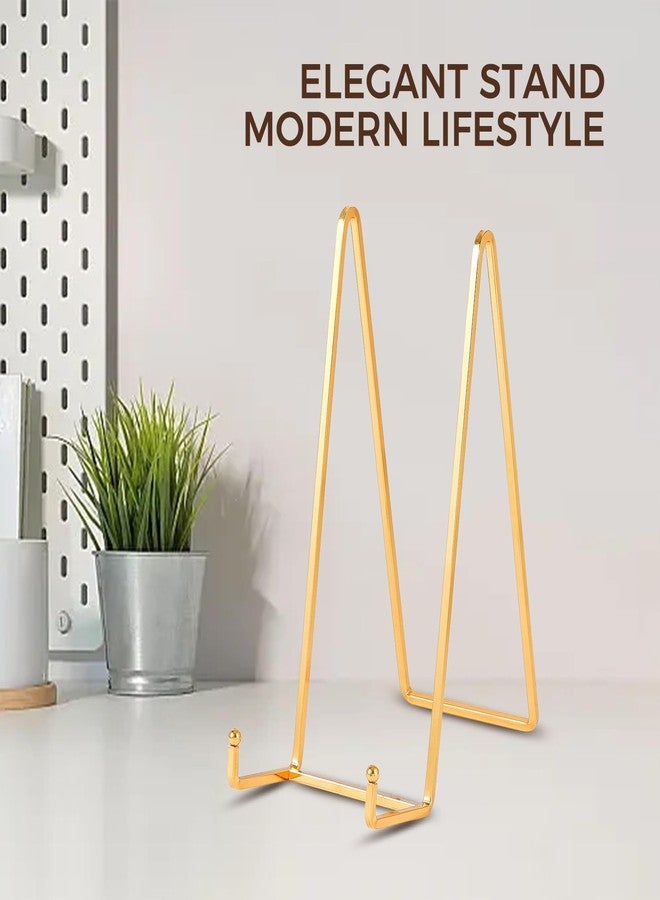 DIDUDIDU Large Plate Holder Display Stand - 10 inch Tall Plate Stands for Display - Metal Picture Frame Stand - Big Tabletop Easel Stand for Decorative Plates | Platter | Book | Plaque | Tile - 2 Pack - Gold - Image 5