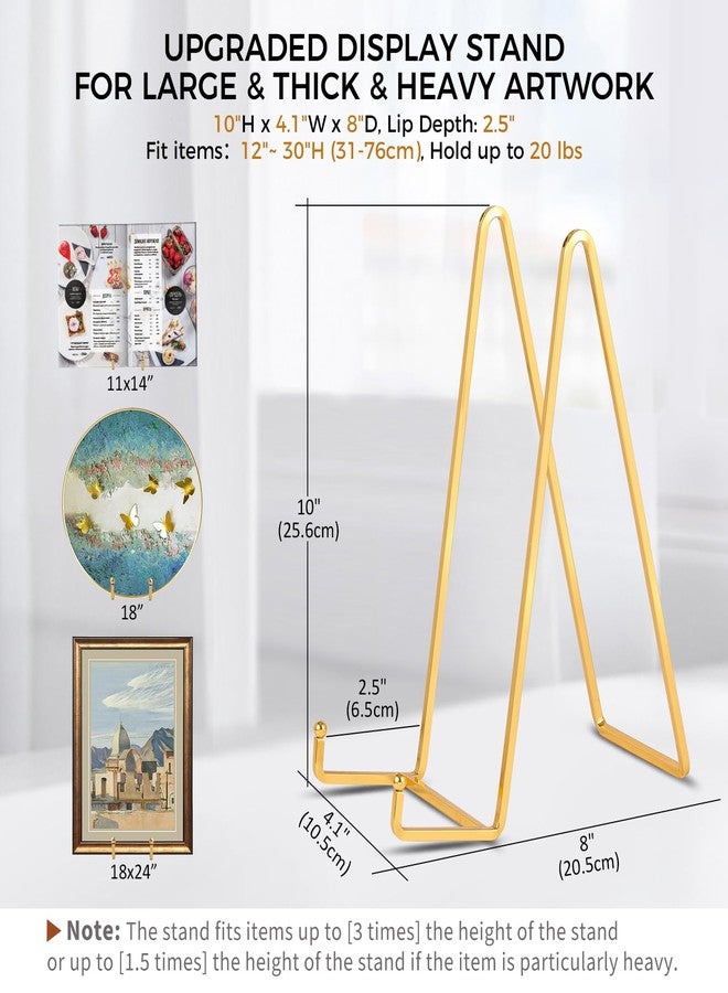 DIDUDIDU Large Plate Holder Display Stand - 10 inch Tall Plate Stands for Display - Metal Picture Frame Stand - Big Tabletop Easel Stand for Decorative Plates | Platter | Book | Plaque | Tile - 2 Pack - Gold - Image 2