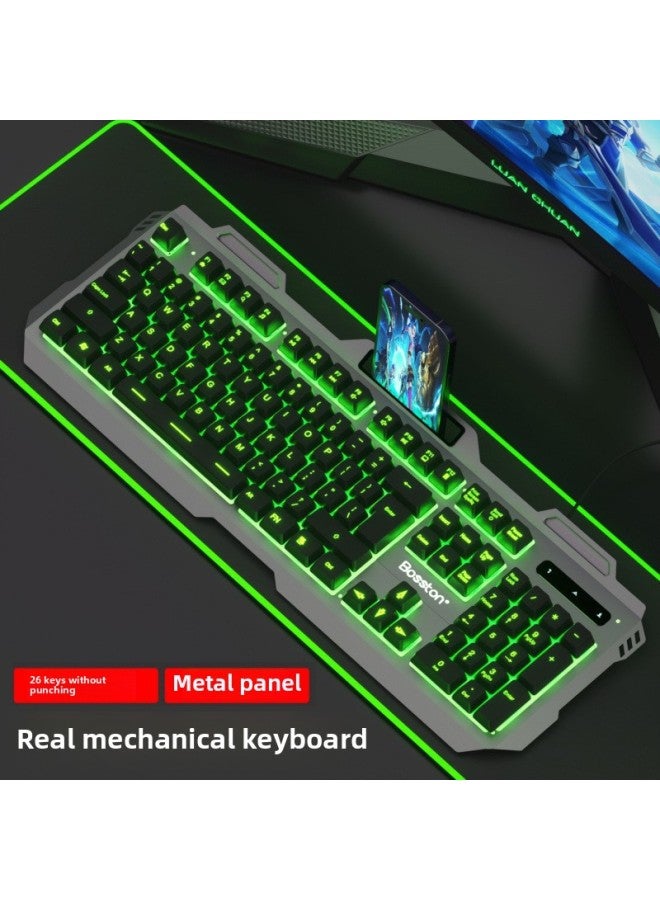 E-sports Mechanical Feel Game Keyboard Mouse Suit Desktop Laptop Universal Computer Wired Keyboard Mouse Glow 