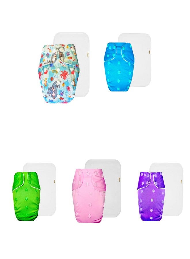 حفاضات دمبلدو القماشية الممتازة مع حشوة قطنية (عبوة من 5) | شعور بالجفاف والراحة | وسادة ماصة من 6 طبقات | سريعة الجفاف | تغيير حفاضات بدون قلق | من 3 أشهر إلى 3 سنوات | للجنسين - Image 1