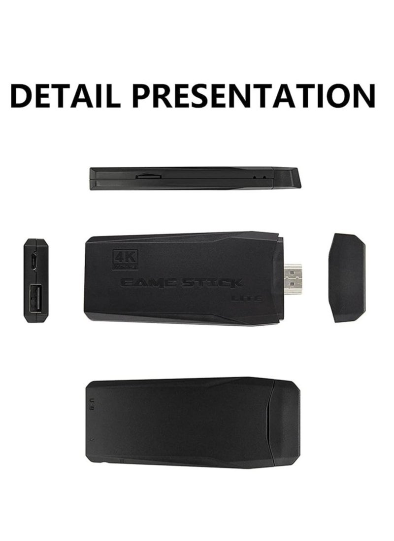 4K game console with dual 2.4G wireless controllers, plug-and-play video game stick, built-in 3,500 games, 9 classic emulators, high-definition HDMI output for TV