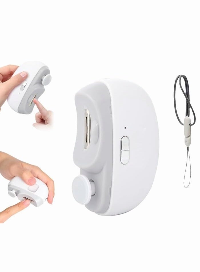 هيلاكيكس مقص أظافر كهربائي للأطفال، مقص أظافر كهربائي 2 في 1 مع مصقلة أوتوماتيكية ومقص أظافر مع قاطع أظافر ومانيكير للأطفال وكبار السن، مقص أظافر كهربائي مع حبل أبيض - Image 1