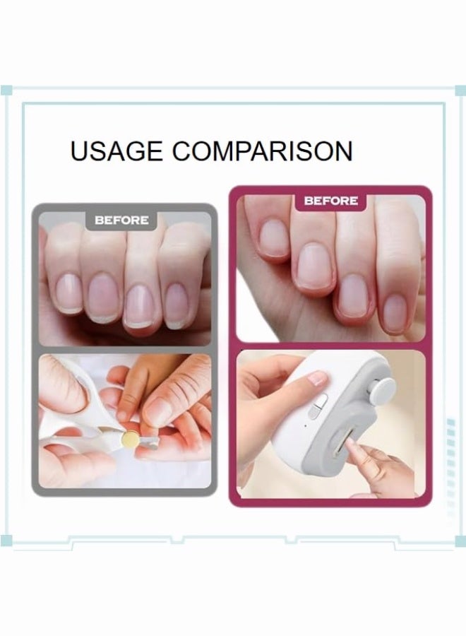 هيلاكيكس مقص أظافر كهربائي للأطفال، مقص أظافر كهربائي 2 في 1 مع مصقلة أوتوماتيكية ومقص أظافر مع قاطع أظافر ومانيكير للأطفال وكبار السن، مقص أظافر كهربائي مع حبل أبيض - Image 4