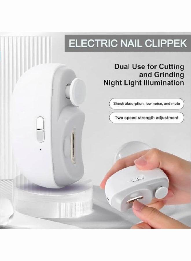 هيلاكيكس مقص أظافر كهربائي للأطفال، مقص أظافر كهربائي 2 في 1 مع مصقلة أوتوماتيكية ومقص أظافر مع قاطع أظافر ومانيكير للأطفال وكبار السن، مقص أظافر كهربائي مع حبل أبيض - Image 5