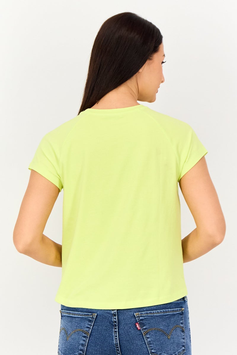 Only x Jdy Women Round Neck Short Sleeve Plain T-Shirt, Lemon Yellow - Image 3
