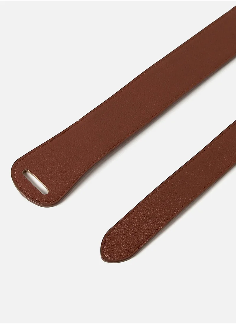 Haute Sauce Brown Solid Twist Belt