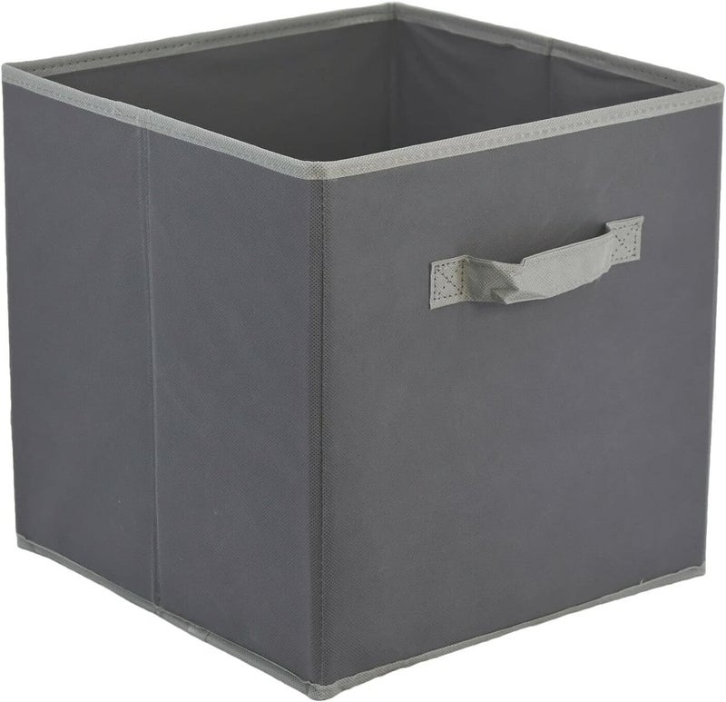 Premium Foldable Square Canvas Storage Bin - Heavy-Duty Fabric Closet Organizer Cube - Durable High-Density Collapsible Toy & Clothes Storage Box with Front Pull Handle (Sleek Modern Minimalist Grey Profile, 30x30x30 cm, 1 Pc) - Manual Household Utility Sorting Convenience & Closet Facility Asset Management Template