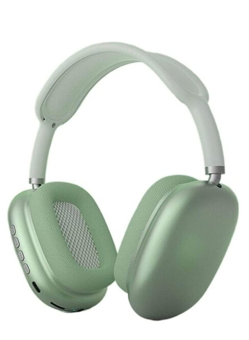 P9 Ultra P9 Wireless Headphones with Microphone- Rechargeable Over Ear Wireless Bluetooth Headphones with 10Hr Playtime, SD Slot, Backup Wire- Soft Cushion Wireless Headset with Mic (Green) - Image 1