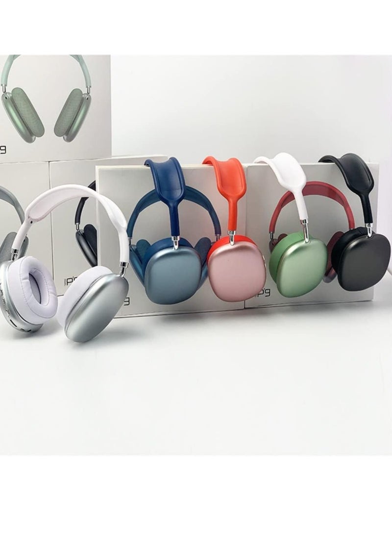 P9 Ultra P9 Wireless Headphones with Microphone- Rechargeable Over Ear Wireless Bluetooth Headphones with 10Hr Playtime, SD Slot, Backup Wire- Soft Cushion Wireless Headset with Mic (Green) - Image 4