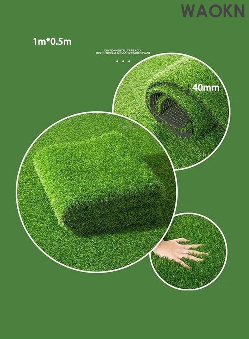WAOKN Realistic Artificial Grass Rug – Indoor & Outdoor Dog-Friendly Turf Mat with Drainage Holes & Replaceable Grass Pad,1m*0.5m Fake Grass Carpet for Garden Lawn Balcony Patio Landscape Decoration - Image 2