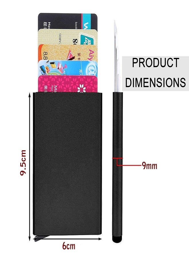 Khakhi Stainless Steel Professional Business Card/Debit Credit Card Holders for Men & Women (Black-V) - Image 2