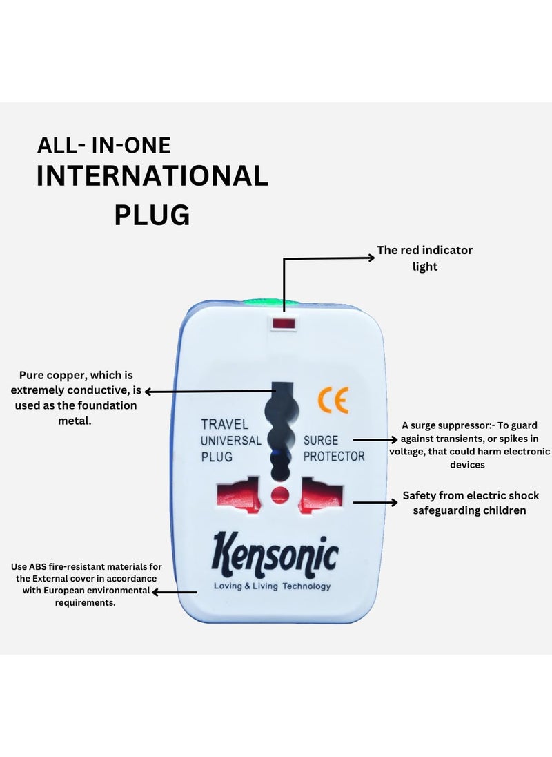 Generic Kensonic Universal Travel Adaptors Universal Travel Adapter A Multifunctional OneStop Shop for The US Australia The UK The EU Europe North and South America and More Than 150 Countries  - Image 3
