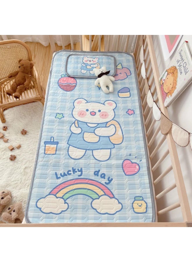 MiniMe Waterproof Toddler Crib Pad Protector | 0–36 Months | Light Blue & Multicolor | Foam & Fabric | Waterproof Layer & Breathable & Anti-Slip Backing & Machine Washable & Fits Standard Cribs - Image 1