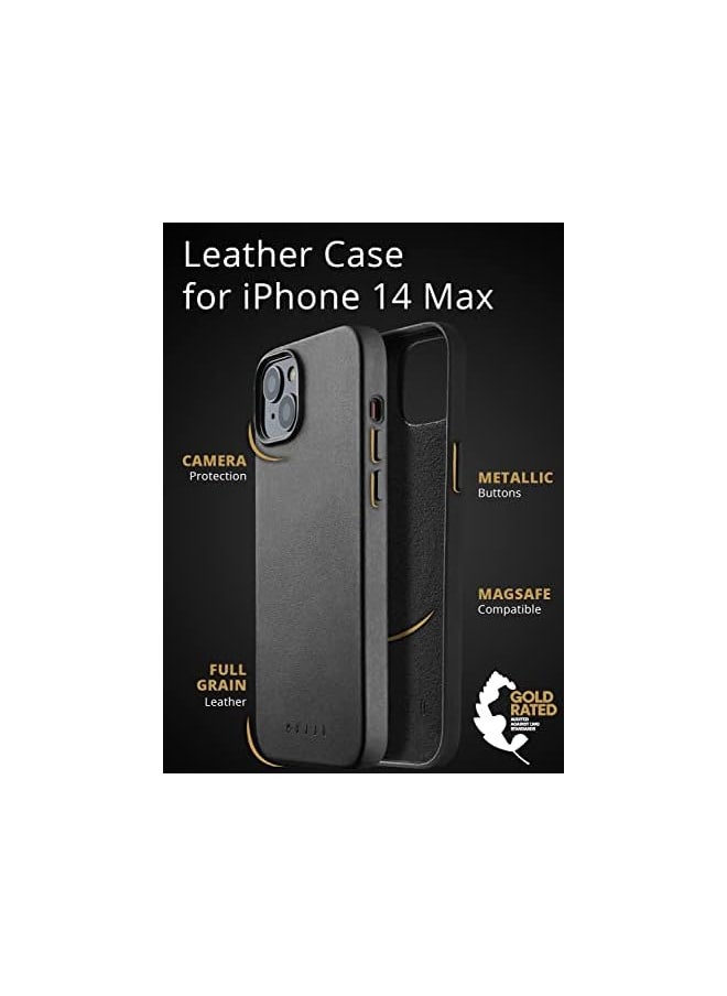 Mujjo - Full Leather Case for iPhone 14 Plus with MagSafe (Black) - Image 1