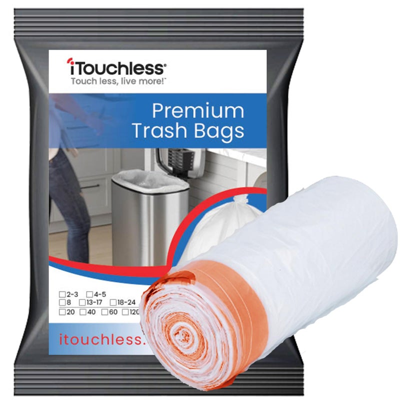 iTouchless Tall Trash Bags Fits 8 Gallon Garbage Can 40 Count Strong Bathroom Bedroom Kitchen Rubbish Bin Liners for Waste Recycling Compost in the Home Office Clear