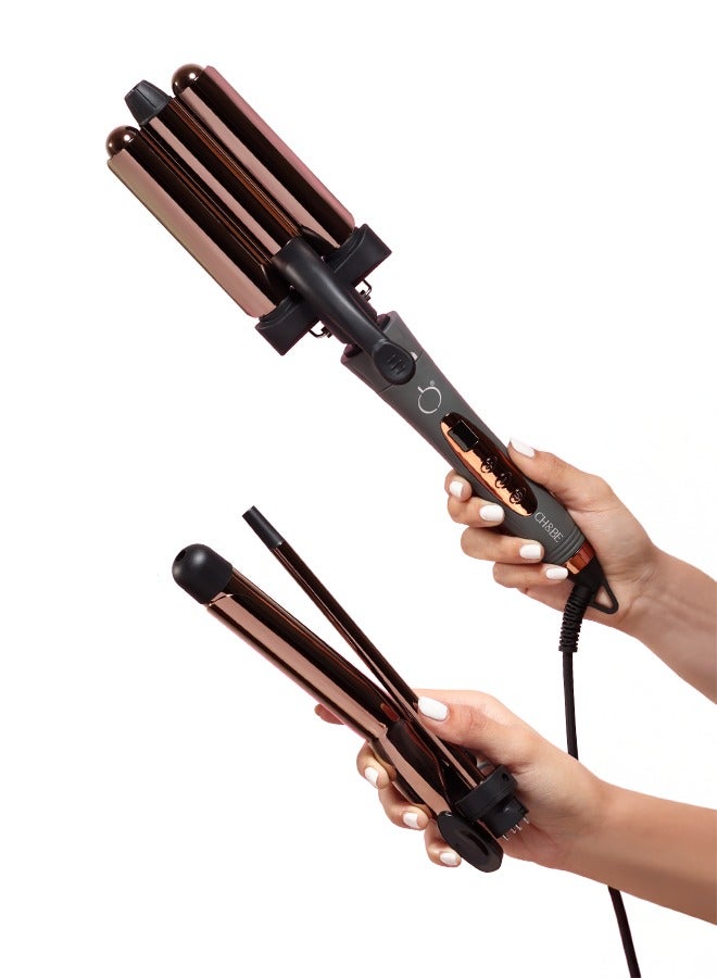 CH&BE 3 in 1 Waver | Titanium Barrels | Versatile Waves | One Tool for Wide, Tight & Beachy Waves | Long-Lasting Styles That Resist Weather & Movement | 3 Lightweight Titanium Barrels for Quick Styling | Negative Ions Reduce Frizz & Add Shine - Image 2