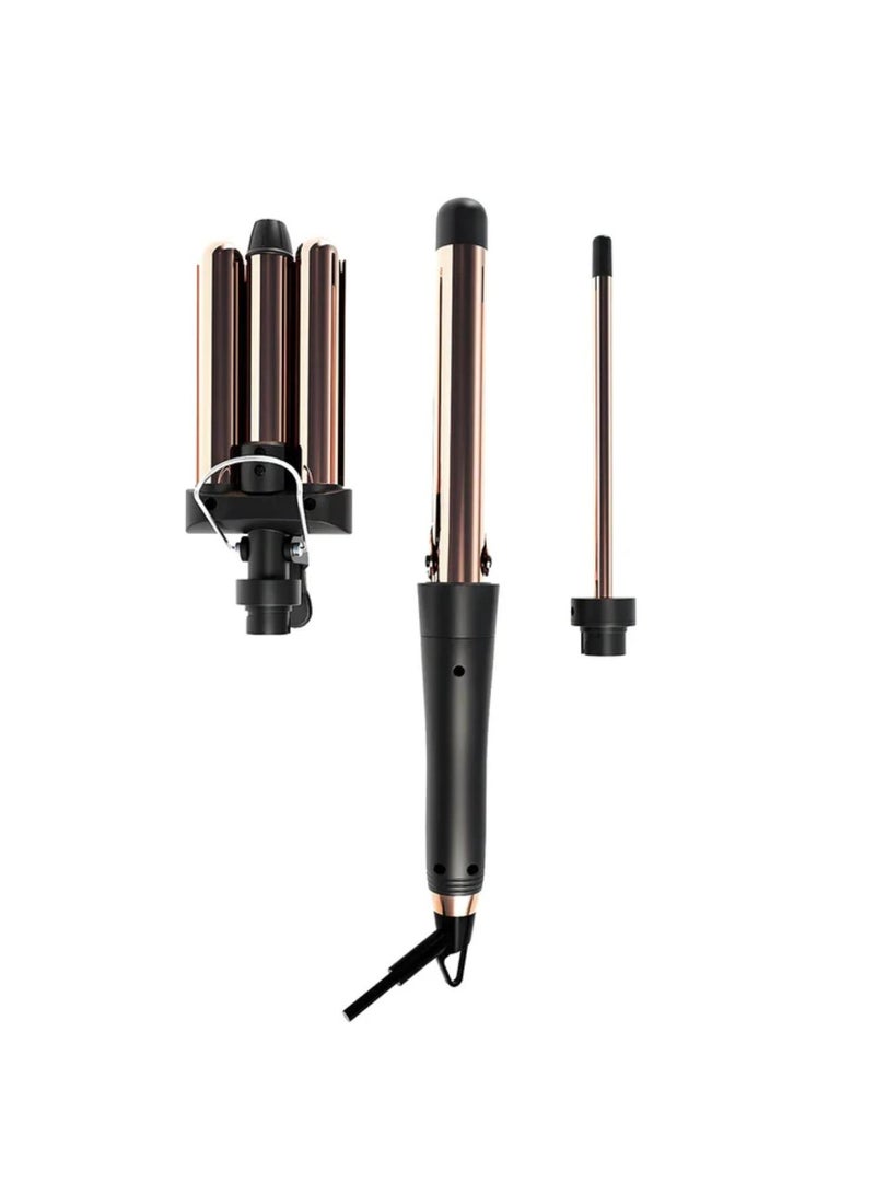 CH&BE 3 in 1 Waver | Titanium Barrels | Versatile Waves | One Tool for Wide, Tight & Beachy Waves | Long-Lasting Styles That Resist Weather & Movement | 3 Lightweight Titanium Barrels for Quick Styling | Negative Ions Reduce Frizz & Add Shine - Image 3